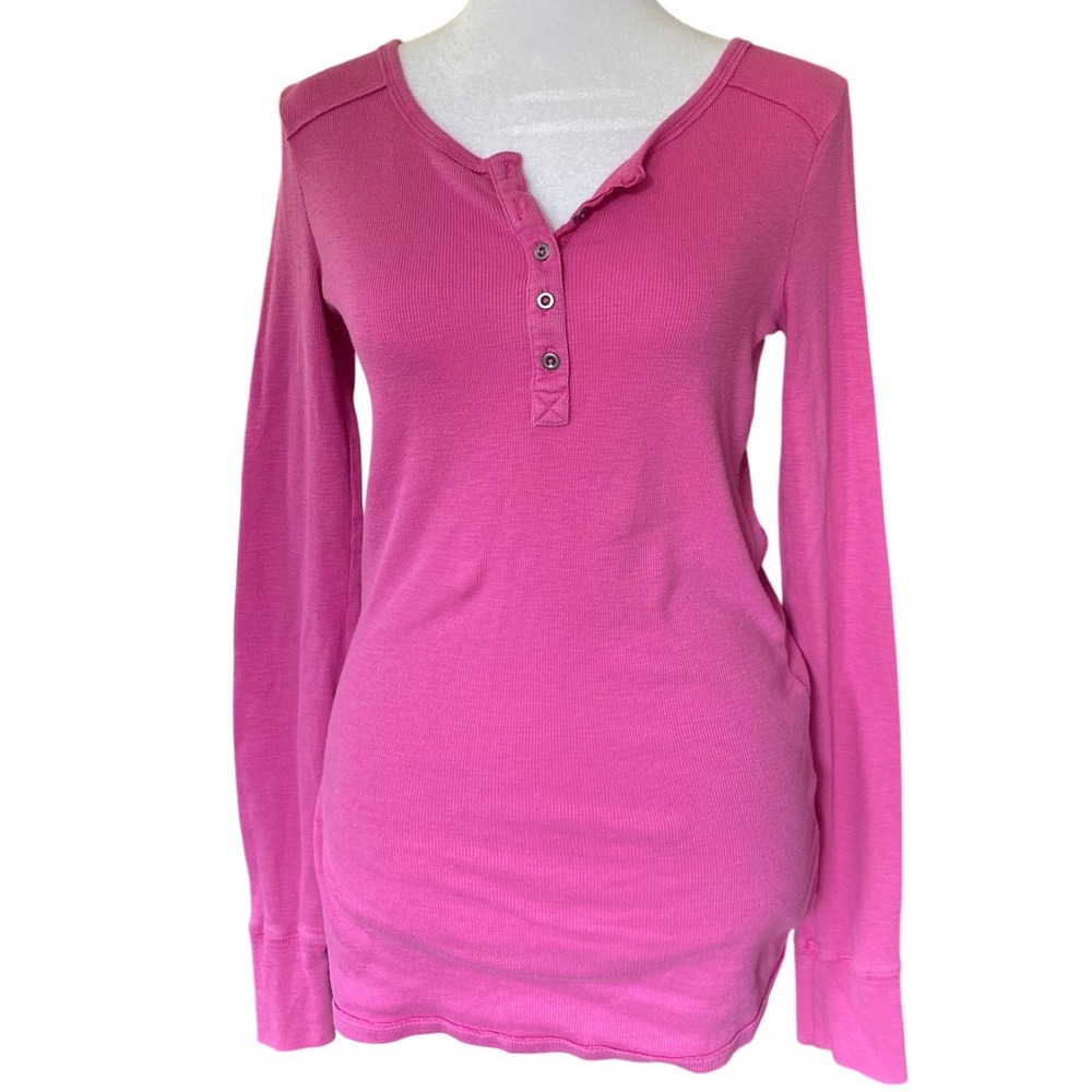 Mossimo Supply Co Ribbed Henley Longline‎ Pink Top Medium Elena Bella Y2K 2000s